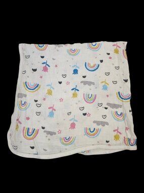 Leadstar Rainbow Baby Blanket Muslin Cotton Swaddle Girls Flowers 28 X 30"